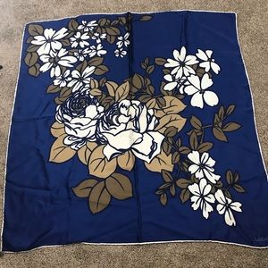Ostinelli Royal Blue Vintage Floral Square Scarf